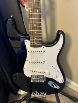 Squier by Fender Stratocaster Electric Guitar Black, Standard Series, with Case