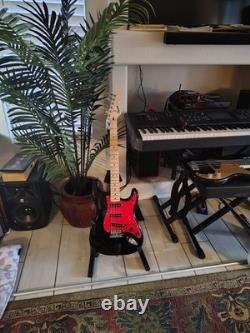 Squire Fender Stratocaster Black withSolid Red PickGuard, Upgraded electronics