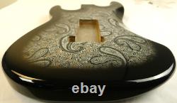 Strat Guitar Body SSS 3 pcs North American Alder Paisley Silver/Black? 4.8Lbs