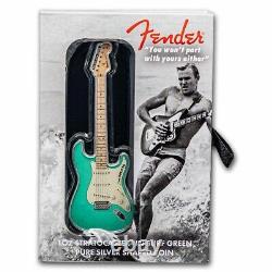 Surf Green Fender Stratocaster Silver shaped 1 oz coin 2022 New Ships free today