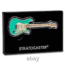 Surf Green Fender Stratocaster Silver shaped 1 oz coin 2022 New Ships free today