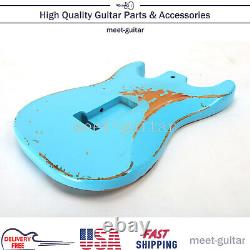 Vintage Bule Electric Guitar Body For Fender Stratocaster SSS Replace Relic USA