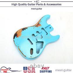 Vintage Bule Electric Guitar Body For Fender Stratocaster SSS Replace Relic USA