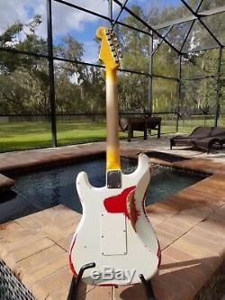 2014 Fender Custom Shop White Lightning Stratocaster Relic Hss Floyd Rose