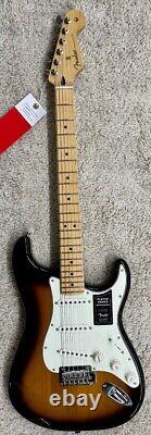 70e anniversaire Fender Player Stratocaster, Manche en érable, Sunburst 2 tons MIM