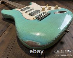 CM Custom Stratocaster des années 1950 Surf Green Heavy Relic à la manière de Journeyman, Danocaster
