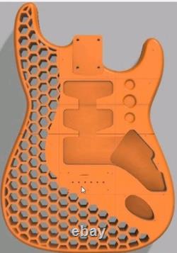 Corps de guitare Fender Stratocaster imprimé en 3D, Hardtail, style hexagonal, orange