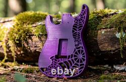 Corps de guitare Fender Stratocaster imprimé en 3D, vibrato, toile d’araignée, violet