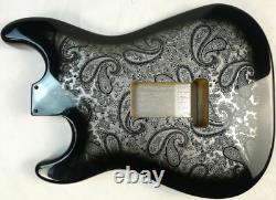 Corps de guitare Strat SSS 3 pcs en aulne nord-américain Paisley argent/noir ? 4,8 lbs