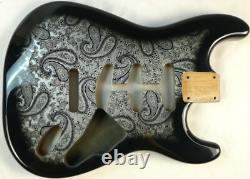 Corps de guitare Strat SSS en 3 pièces en aulne d’Amérique du Nord, Paisley argent/noir, 4,8 lb
