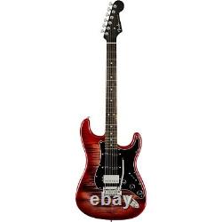 Fender American Ultra Stratocaster HSS Ebony Fingerboard LE Guitar Umbra Burst translates to: Fender American Ultra Stratocaster HSS avec touche en ébène, édition limitée, couleur Umbra Burst.