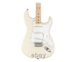 Guitare Squier Affinity Series Stratocaster Olympic White avec touche en érable, boîte ouverte