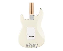 Guitare Squier Affinity Series Stratocaster Olympic White avec touche en érable, boîte ouverte