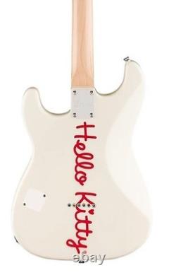 Guitare électrique Fender Squier x Hello Kitty Stratocaster blanche neuve avec sac Guitare électrique Fender Squier x Hello Kitty Stratocaster blanche neuve avec sac
