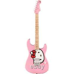 Guitare électrique Squier par Fender Limited Hello Kitty Stratocaster Rose avec étui