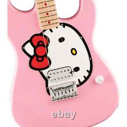 Guitare électrique Squier par Fender Limited Hello Kitty Stratocaster Rose avec étui