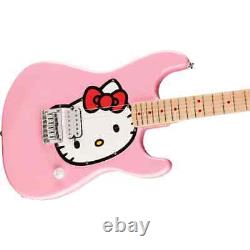 Guitare électrique Squier par Fender Limited Hello Kitty Stratocaster Rose avec étui