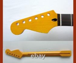 Manche de guitare Stratocaster pour gaucher / teinte vintage / points en nacre de 43 mm - compatible Warmoth, Fender STRAT