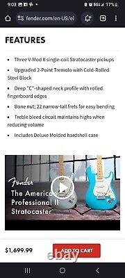 NOUVELLE FENDER American Professional II Stratocaster, avec nouvel étui moulé deluxe
