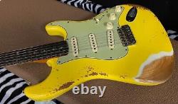 Nouvelle Fender Stratocaster Custom Shop Relic Aged Graffiti Jaune 1962 7,8 lbs
