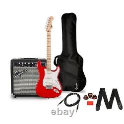 Pack de guitare Squier Sonic Stratocaster LE avec manche en érable et ampli Frontman 10G Rouge Torino