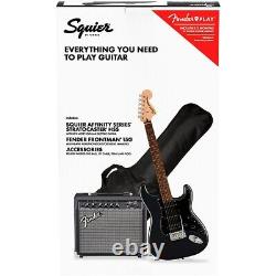 Pack guitare Squier Affinity Stratocaster HSS avec ampli 15G et finition Charcoal Frost Metallic