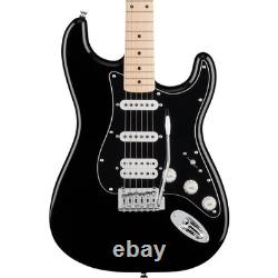 Squier FSR Affinity Stratocaster HSS, Touche en érable, Plaque de protection noire, Noir